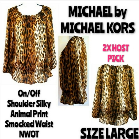 Michael Kors Tops - Michael Kors Top Size L Off Shoulder Smocked Waist